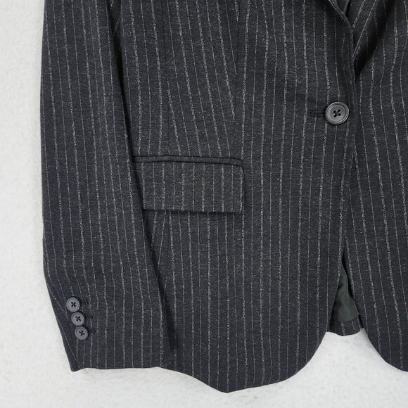 Banana Republic Jacket Womens 4P Gray Pinstripe Single Button Blazer Career - Picture 3 of 11
